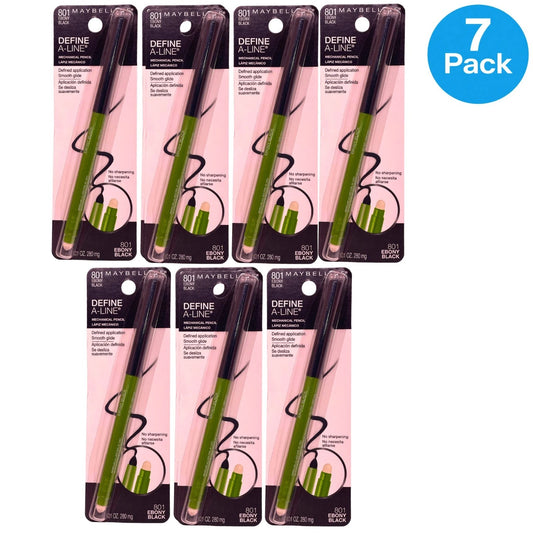 Maybelline Define-A-Line Eyeliner #801 Ebony Black 7 Pack New
