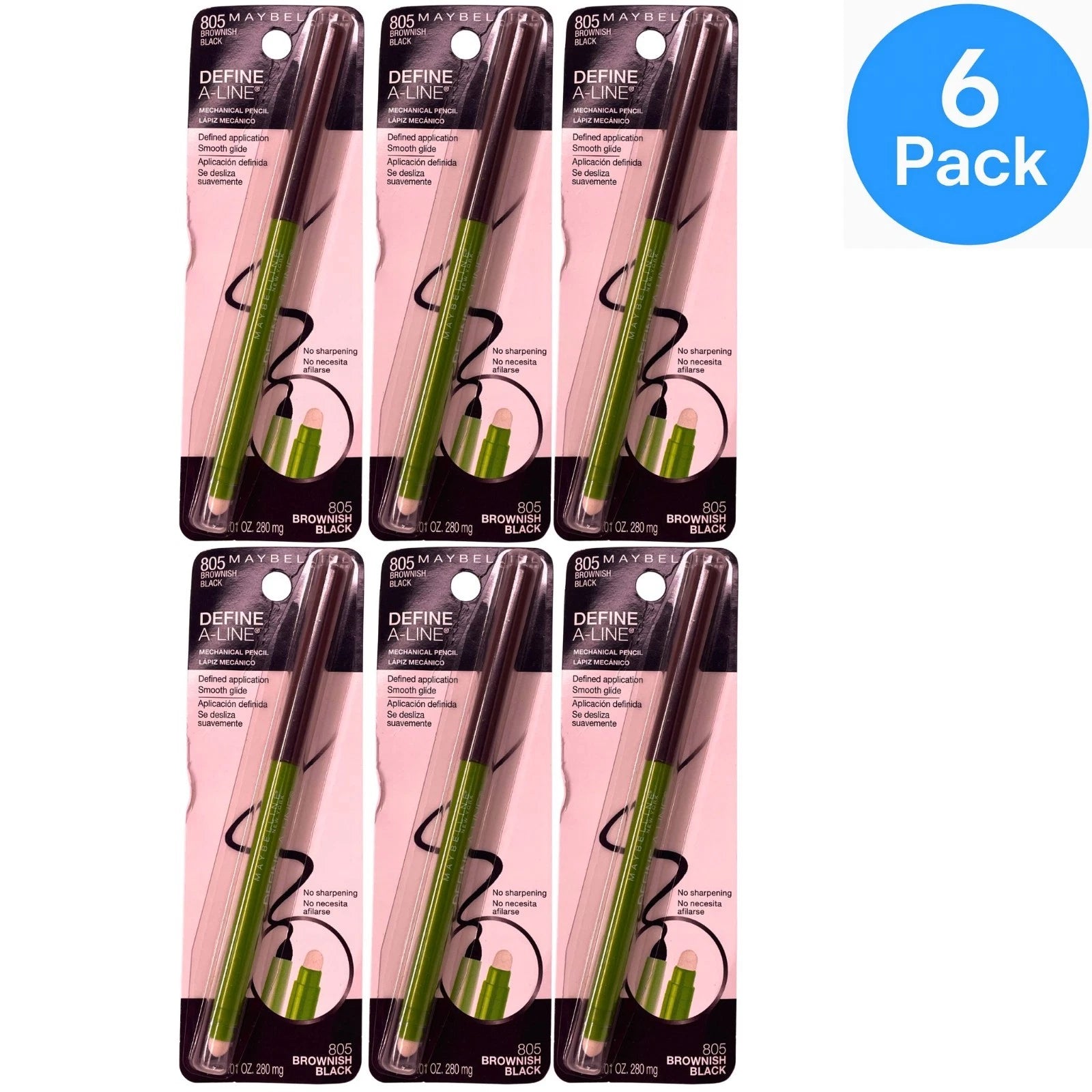 Maybelline Define A-Line Eyeliner 0.01 oz 805 Brownish Black 6 Pack New