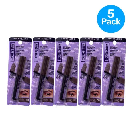 Maybelline Express Brow Gel Mascara Deep Brown 260 0.09oz 5 Pack New