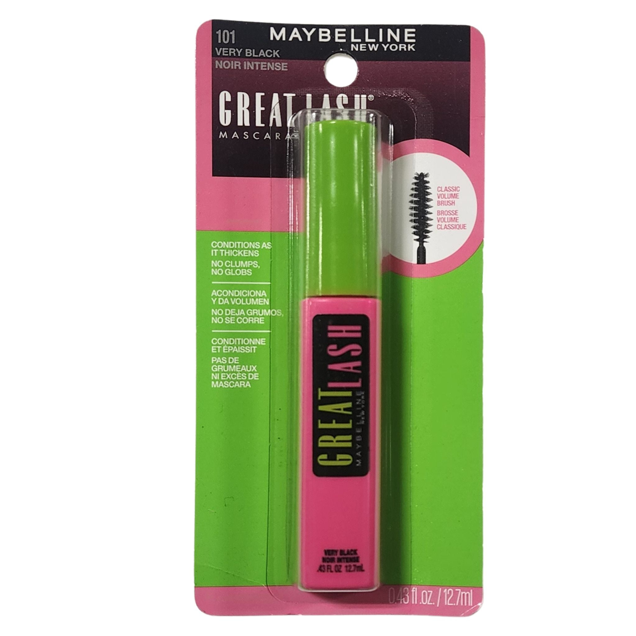 Maybelline Great Lash Mascara 101 Very Black 0.43oz New