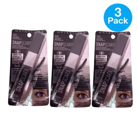 Maybelline Snapscara 300 Pitch Black 10ml 3 Pack New