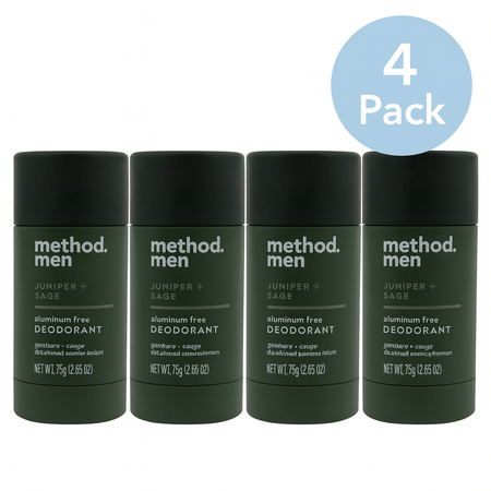 Method Men Juniper + Sage Aluminum Free Deodorant 2.65 oz 4 Pack New