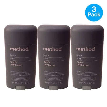 Method Sea + Surf Men's Deodorant 2.65 oz Aluminum Free 3 Pack New