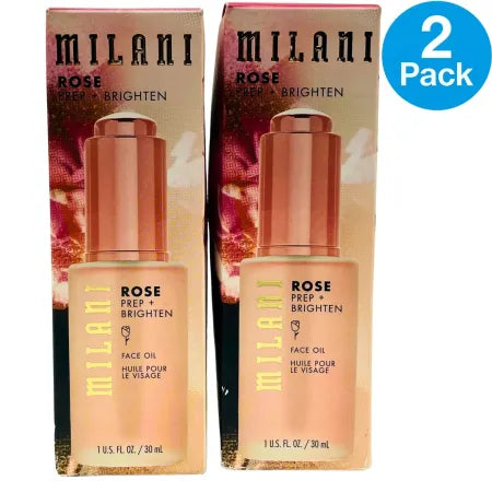 Milani Rose Prep + Brighten Face Oil 1 fl oz (30ml) (2 Pack) Hydrating Glow New