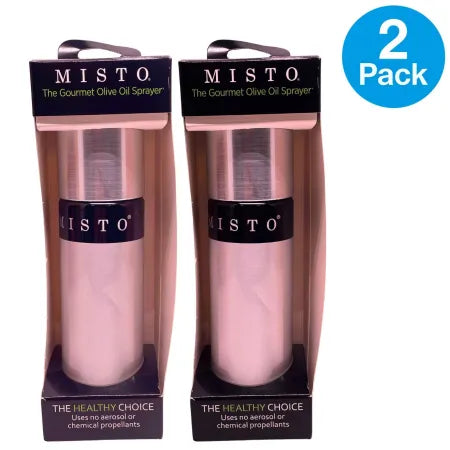 Misto Gourmet Olive Oil Sprayer 2 Pack showing spray nozzle and bottle design for cooking