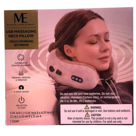 Modern Expressions cordless rechargeable USB neck massaging pillow with ergonomic design