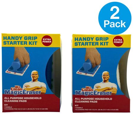 Mr. Clean Magic Eraser Handy Grip Starter Kit All Purpose Pads (2 Pack) New