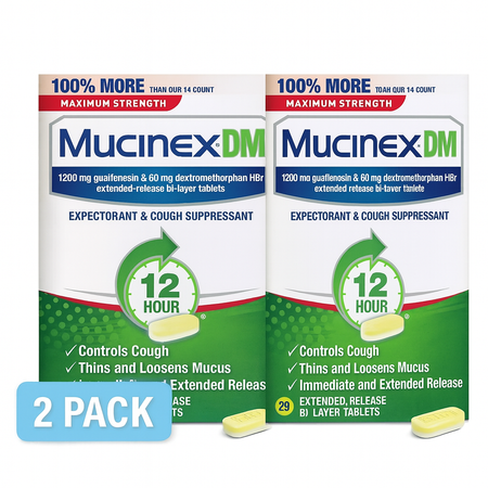 Mucinex DM 1200mg 28ct 2 Pack Max Strength New