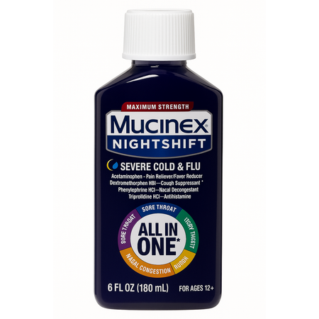 Mucinex Nightshift Severe Cold & Flu 6 fl oz - 1 Pack - New