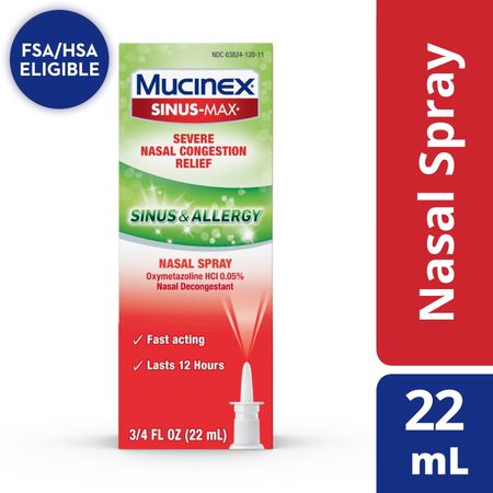 Mucinex Sinus-Max Nasal Spray for Sinus & Allergy (.75 oz Bottle) 1