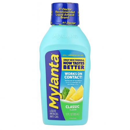 Mylanta Liquid Antacid + Anti-Gas Classic Flavor 12 fl oz 1 Pack New