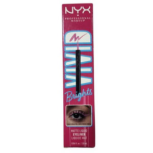 NYX Vivid Brights Matte Liquid Eyeliner in Pink shade, 2mL bottle with applicator brush