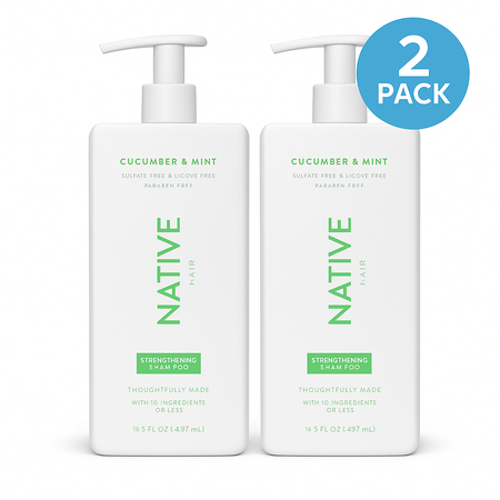 Native Daily Clean Shampoo Cucumber & Mint 16.5oz 2 Pack New