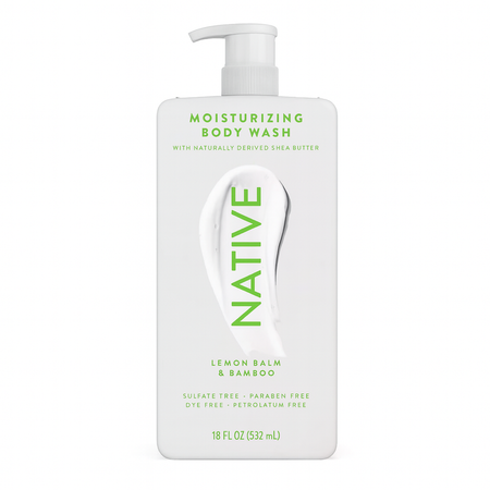 Native Moisturizing Body Wash Lemon Balm & Bamboo 18oz bottle