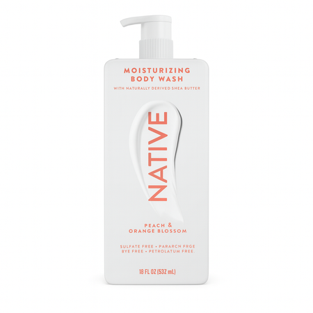 Native Moisturizing Body Wash in Peach & Orange Blossom scent, 18 fluid ounces