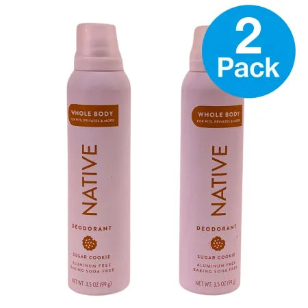Native Sugar Cookie Whole Body Deodorant Spray 3.5 oz 2 Pack New