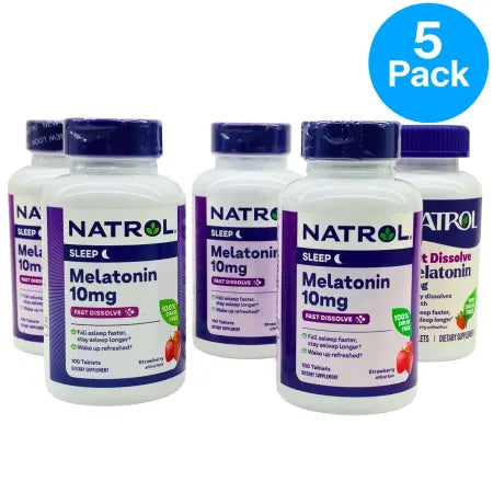 Natrol Melatonin 10mg Fast Dissolve 100 Tablets – 5 Pack – New