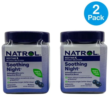 Natrol Soothing Night Gummies Blueberry 50 ct - 2 Pack - New