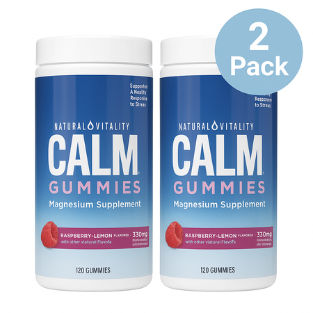 Natural Vitality Calm Gummies Raspberry-Lemon 120ct 2 Pack New