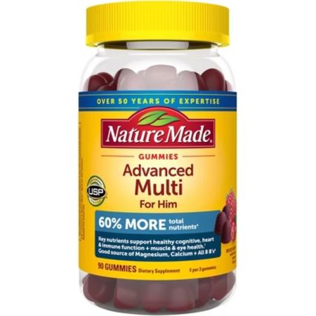 Nature Made Advanced Multivitamin Gummies for Him, 90 Count, Mixed Berry, Gluten Free, Supports Energy & Healthb