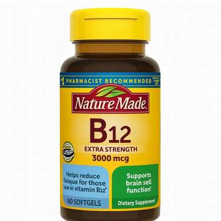 Nature Made B12 Extra Strength 3000 mcg 60 Softgels 1 Pack New