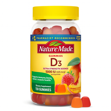 Nature Made D3 Gummies 5000 IU 150 Ct 1 Pack New 10/2025