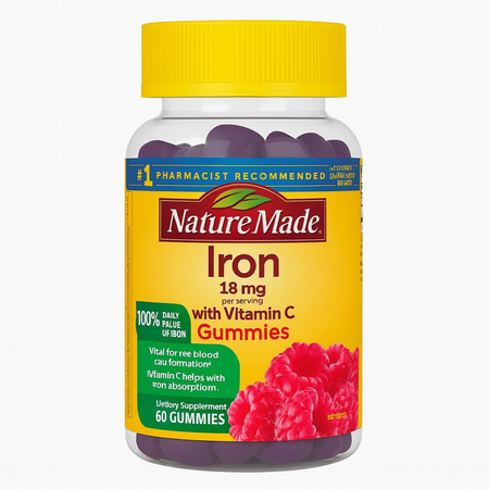 Nature Made Iron 18mg + Vitamin C 60 Gummies 1 Pack – New