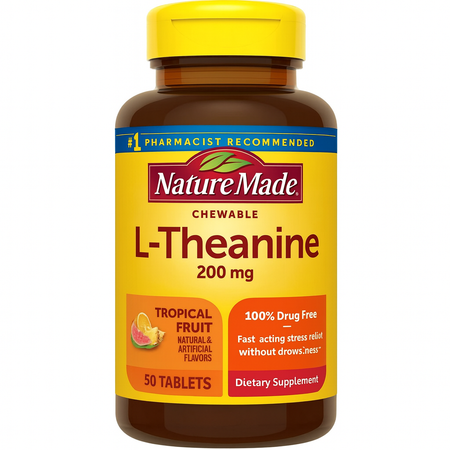 Nature Made L-Theanine 200mg 50 Tablets 1 Pack New