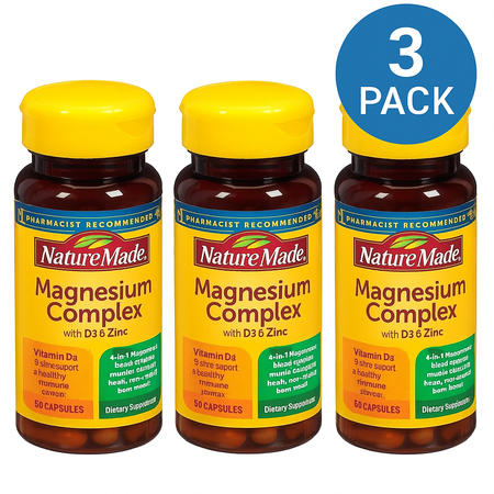 Nature Made Magnesium Complex D3 & Zinc 60 Caps 3 Pack Exp May/2026 New