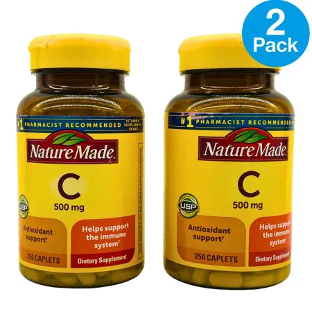 Nature Made Vitamin C 500mg 250 Caplets – 2 Pack – New 1