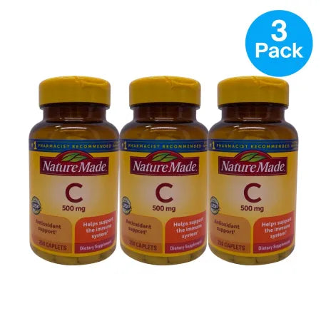 Nature Made Vitamin C 500mg 250 Caplets 3 Pack New Exp 07/2028