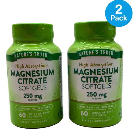 Nature’s Truth Magnesium Citrate 250mg 60ct 2 Pack New 01/2027