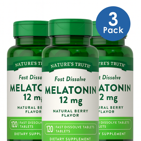 Nature’s Truth Melatonin 12mg Natural Berry 120 Tablets - 3 Pack - New