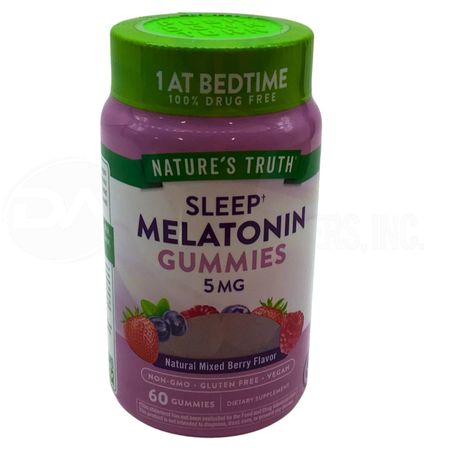 Nature's Truth Sleep Melatonin Gummies 5mg Mixed Berry 60 Count bottle with expiration date 03/2026