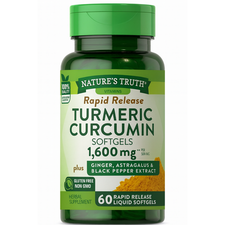 Nature’s Truth Turmeric Curcumin 1600mg 60 Softgels 1 Pack New