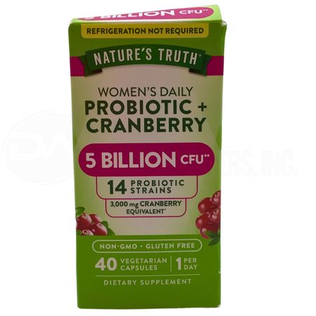 Nature’s Truth Women’s Daily Probiotic + Cranberry 40 Vegetarian Capsules New
