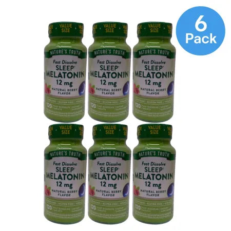 Natures Truth Melatonin 12mg Fast Dissolve Tablets 6 Pack 120 Count New
