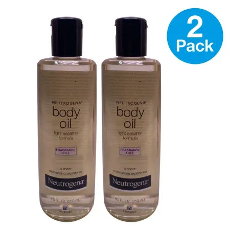 Neutrogena Body Oil Light Sesame Formula Fragrance Free 8.5 oz bottle 2 pack