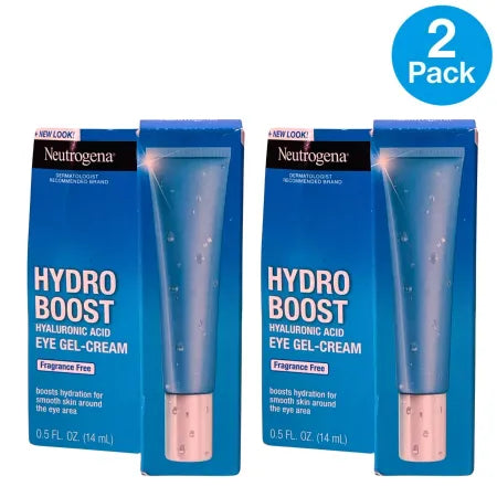 Neutrogena Hydro Boost Eye Gel Cream 0.5oz with hyaluronic acid, 2-pack bundle for under-eye hydration and care