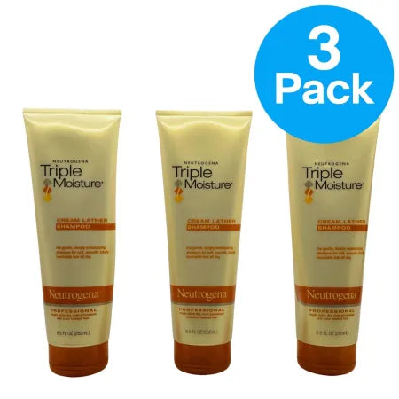 Neutrogena Triple Moisture Cream Lather Shampoo 8.5 oz 3-Pack New