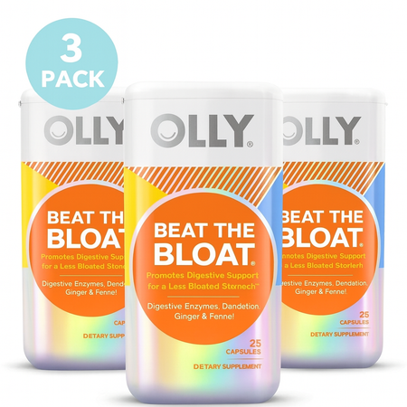 OLLY Beat The Bloat 25ct 3 Pack Digestive Capsules New