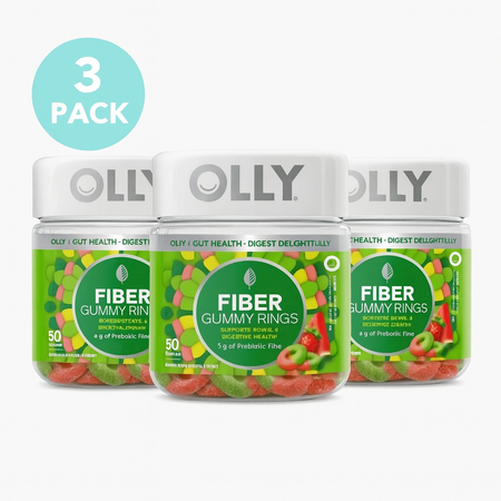OLLY Fiber Gummy Rings 50ct 3 Pack Berry Melon New