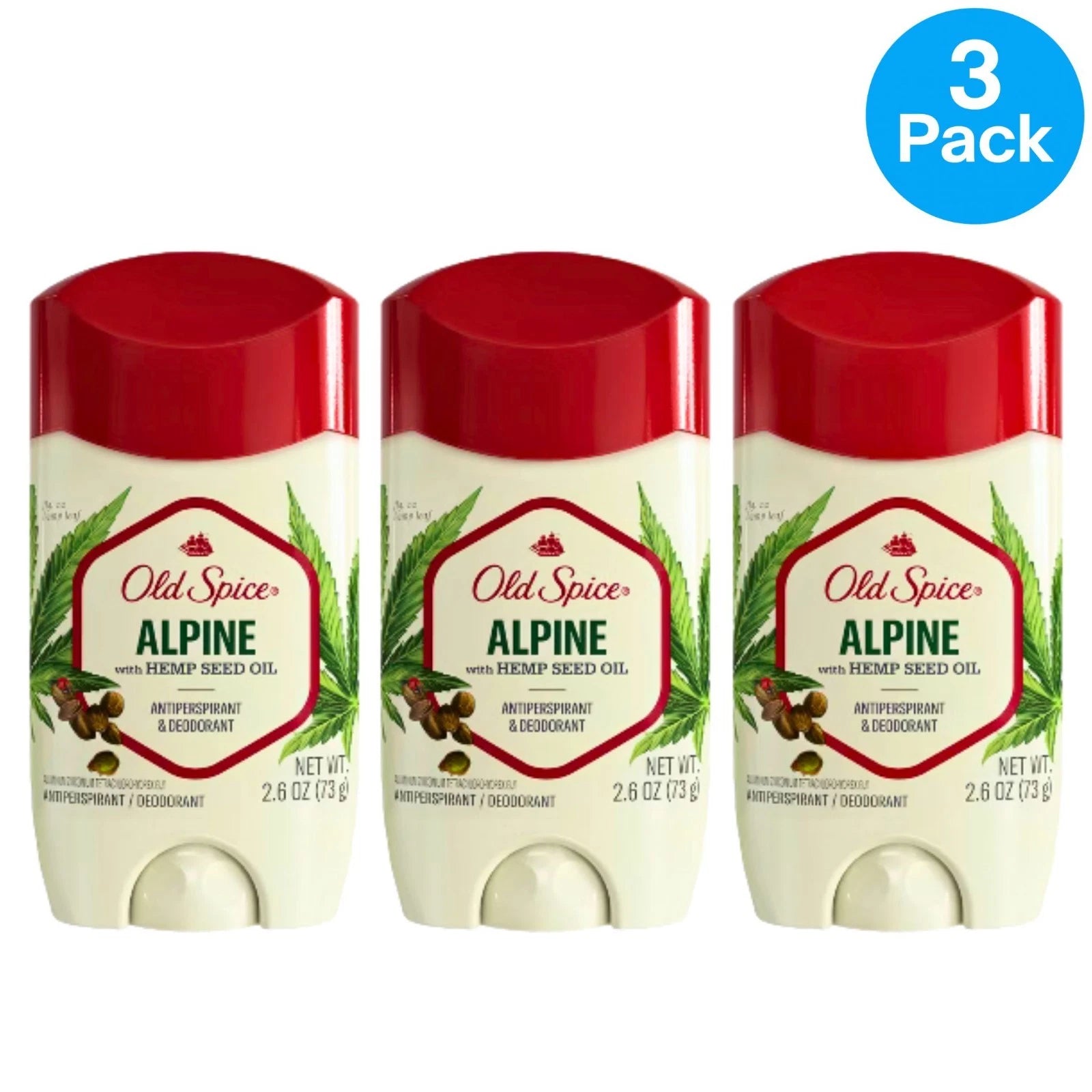 Old Spice Alpine Antiperspirant Deodorant 2.6oz 3 Pack New Exp08/2026