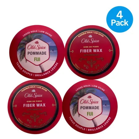 Old Spice Pomade and Fiber Wax 2.22oz 4 Pack bundle for men's hair styling