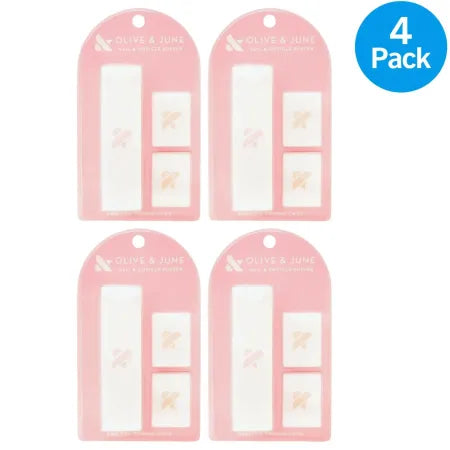 Olive & June Nail & Cuticle Buffer 4 Pack - nail buffing and shining tools for smooth, glossy manicures