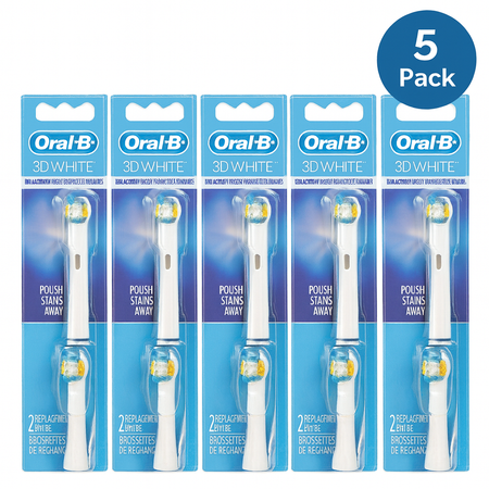 Oral-B 3D White replacement brush heads 2-count 5-pack box for electric toothbrushes