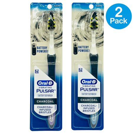 Oral-B Pulsar Charcoal Vibrating Toothbrush (2 Pack) New 1