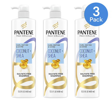 Pantene Pro-V Miracles Coconut + Shea Curl Define & Shine Shampoo 13.5oz 3 Pack