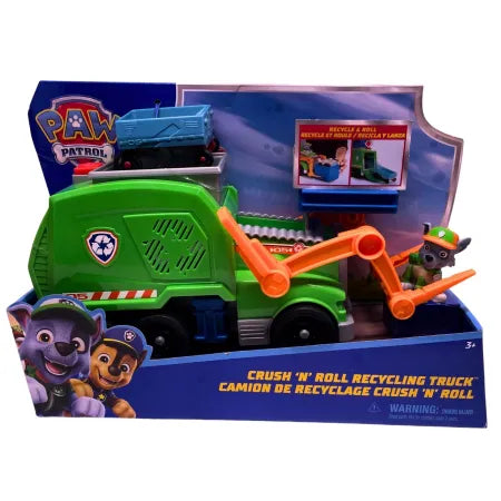Paw Patrol Crush N Roll Recycling Truck Rocky Vehicle Toy New