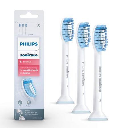 Philips Sonicare Sensitive Replacement Toothbrush Heads For Sensitive Teeth, HX6053/64, 3-pk